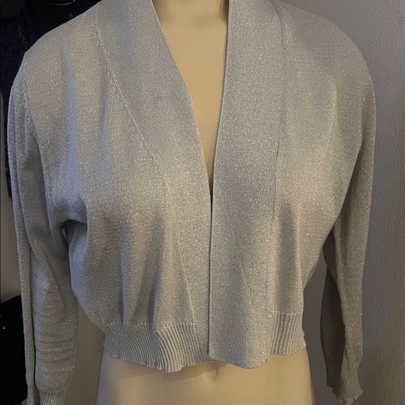 Calvin Klein Silver Shrug Lightweight Knit Sweater - Picture 1 of 6